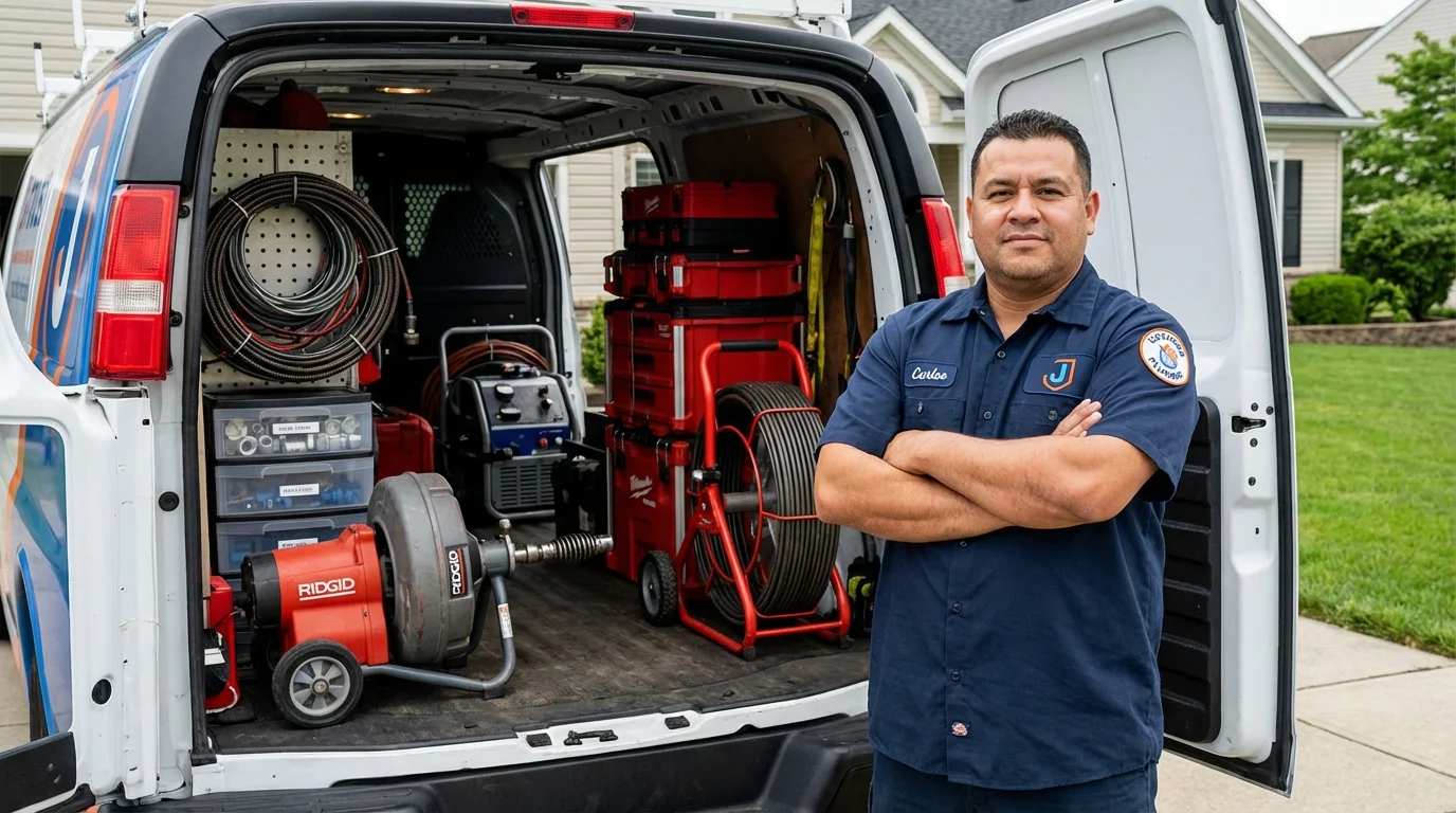 Professional drain cleaning equipment and Johns Plumbing LLC plumber in Bonham