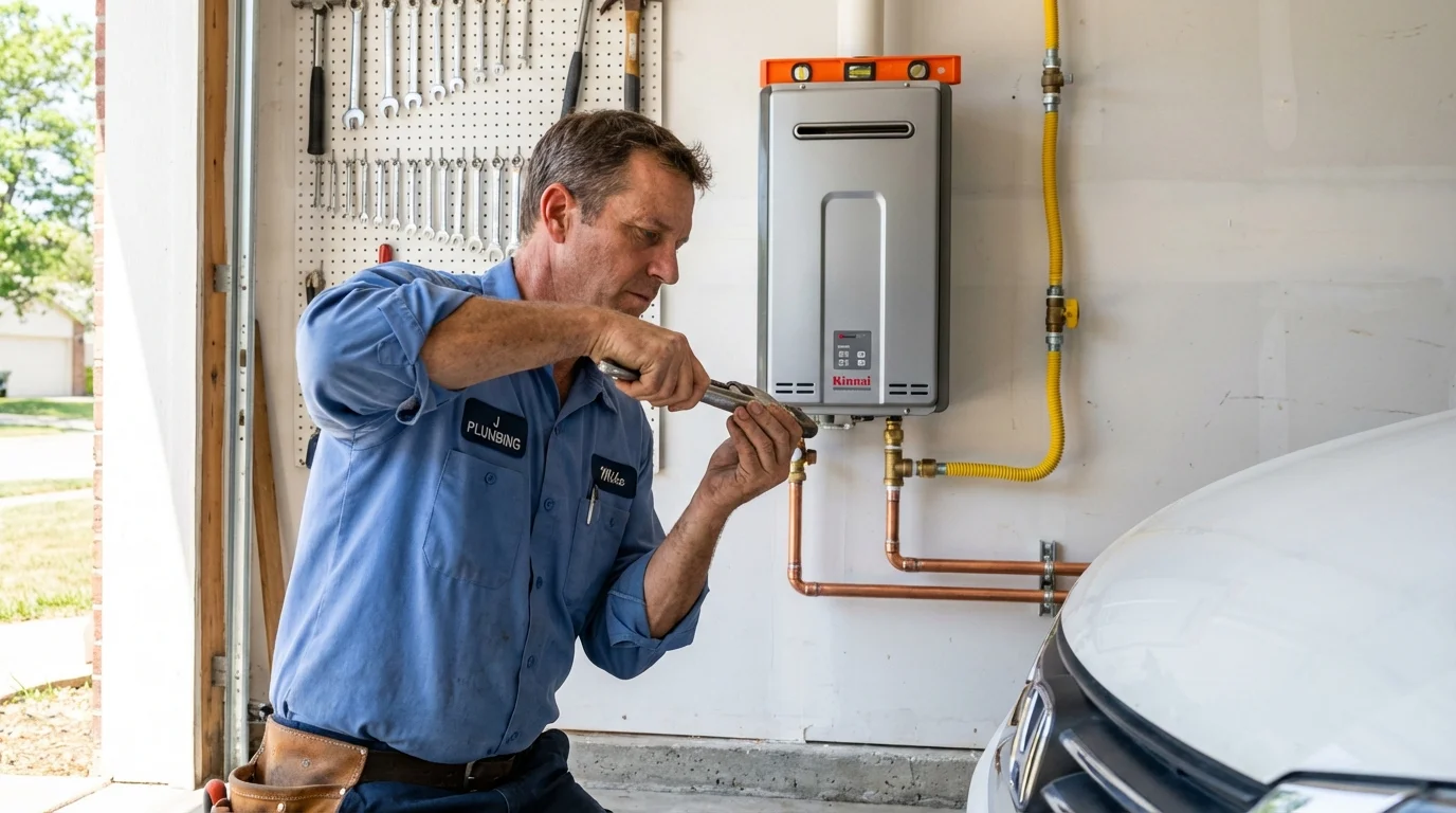 Tankless water heater installation by a Johns Plumbing LLC plumber in Bonham